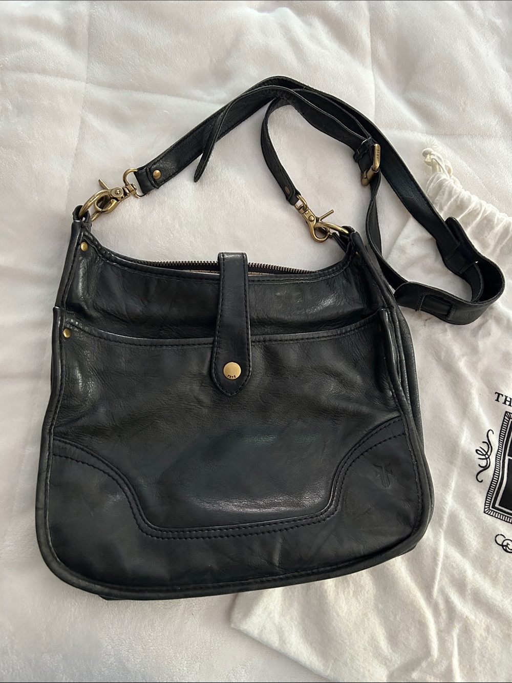Frye Black Leather Crossbody Satchel